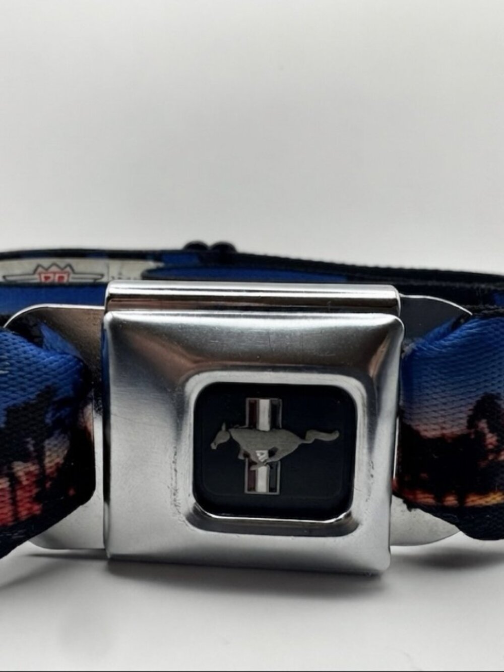 Buckle-Down Seatbelt Belt Ford Mustang Buckle Sunset Palms Made in USA